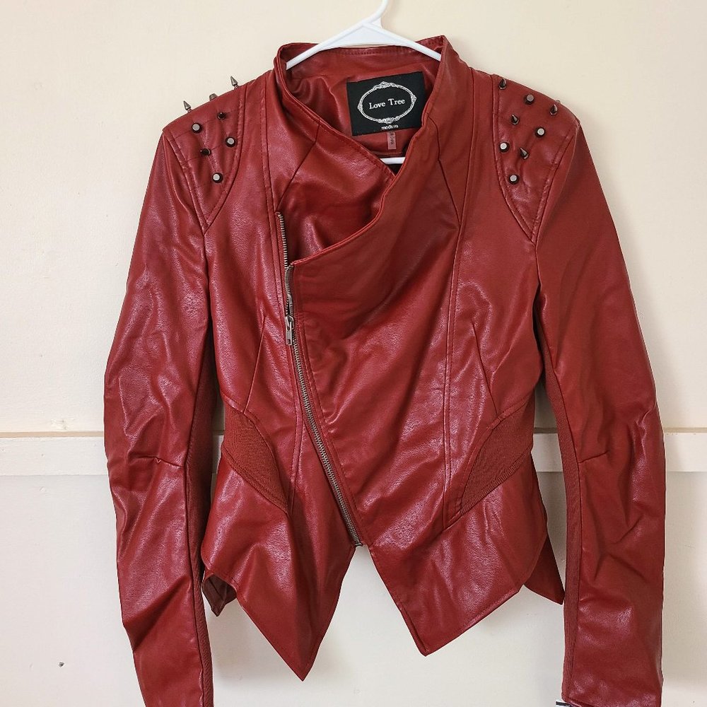 Love Tree Wilson's Leather Red Leather Faux Jacket Women's Size Medium